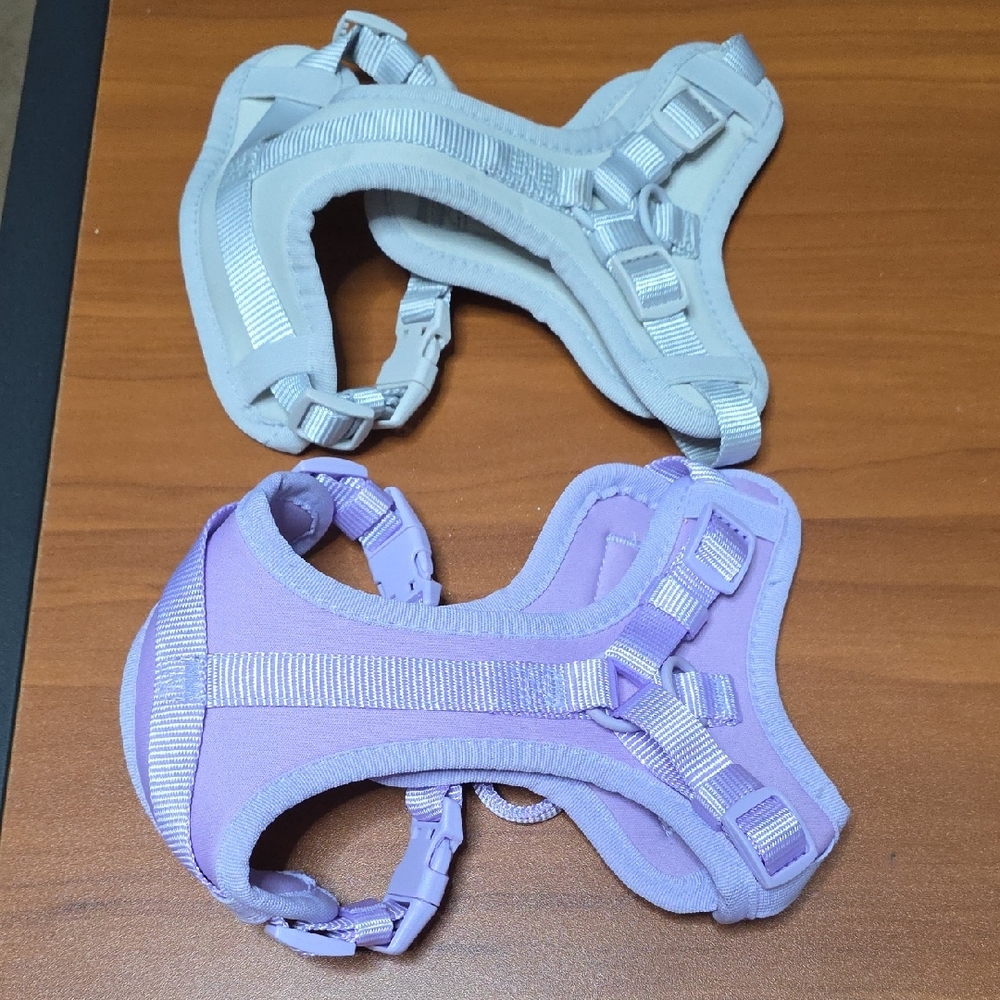 Source Unknown Gray and Purple Dog Harness Set